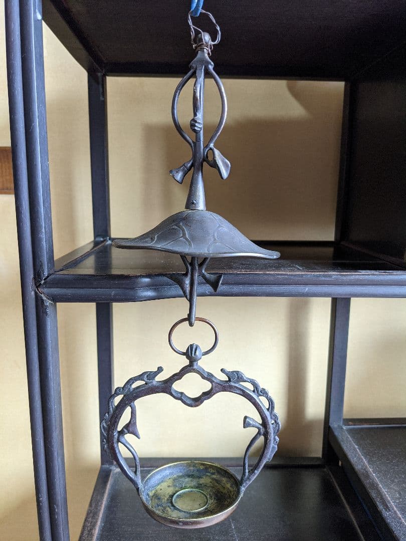 ⭐️神社 寺社 仏閣 吊り下げ式 蓮華 燭台 唐金 灯り アンティーク 骨董品