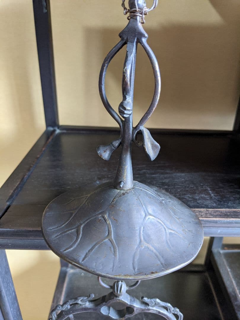 ⭐️神社 寺社 仏閣 吊り下げ式 蓮華 燭台 唐金 灯り アンティーク 骨董品