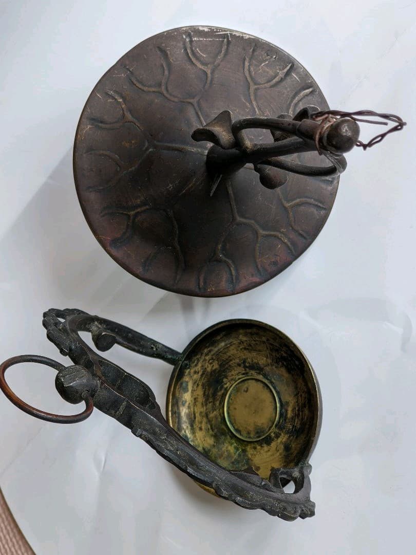 ⭐️神社 寺社 仏閣 吊り下げ式 蓮華 燭台 唐金 灯り アンティーク 骨董品