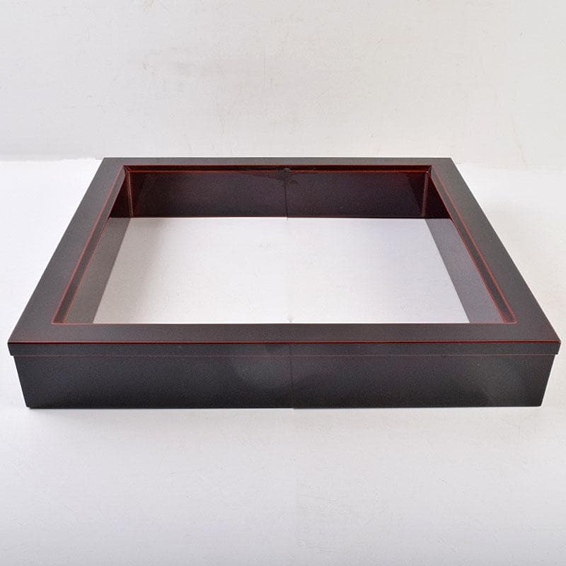 茶道具　塗師　茂平造　溜塗　炉縁　共布共箱　C　R9195B