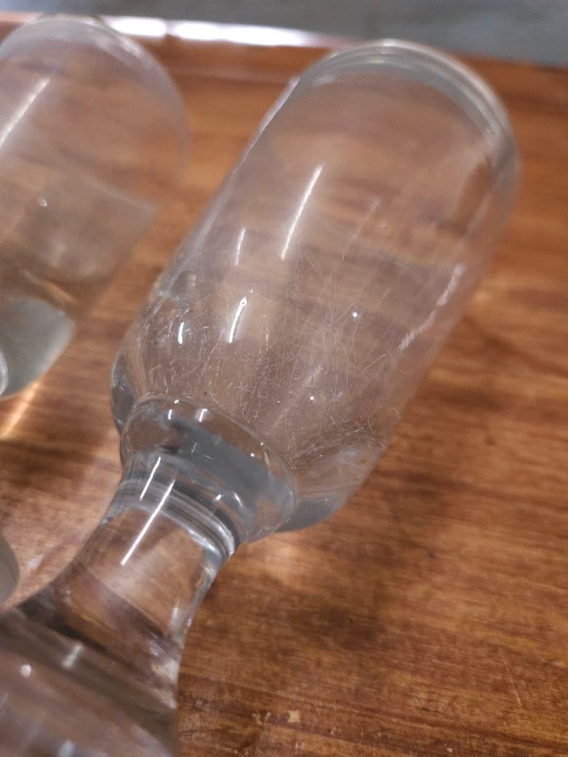 フランス アンティーク 厚手の吹き硝子 アブサングラス 3脚セット