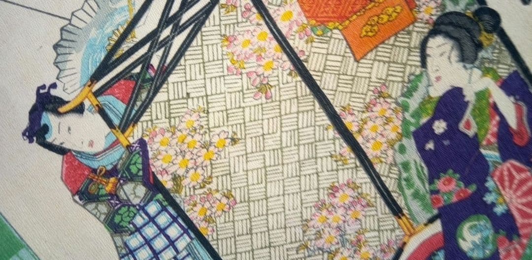 浮世絵、田舎源氏五十四帖八話花の緑、チリメン画(縮細）、二代歌川国貞画