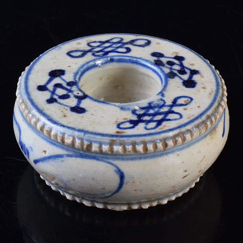 中国　青花　幾何文　水孟　筆洗　V　R7950