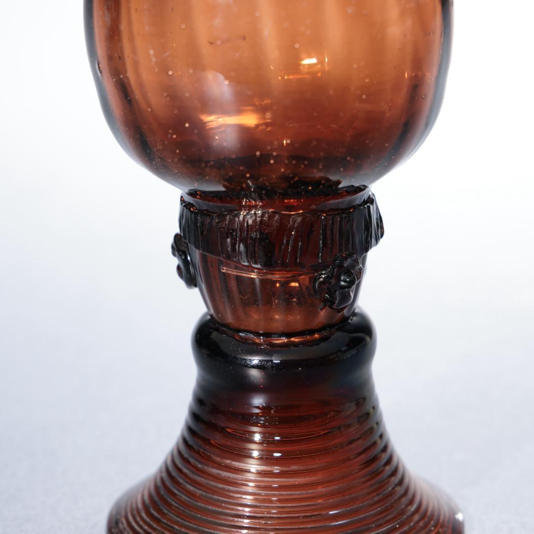 アンティークグラス　レーマーグラス　茶色　吹きガラス　R1340ダI