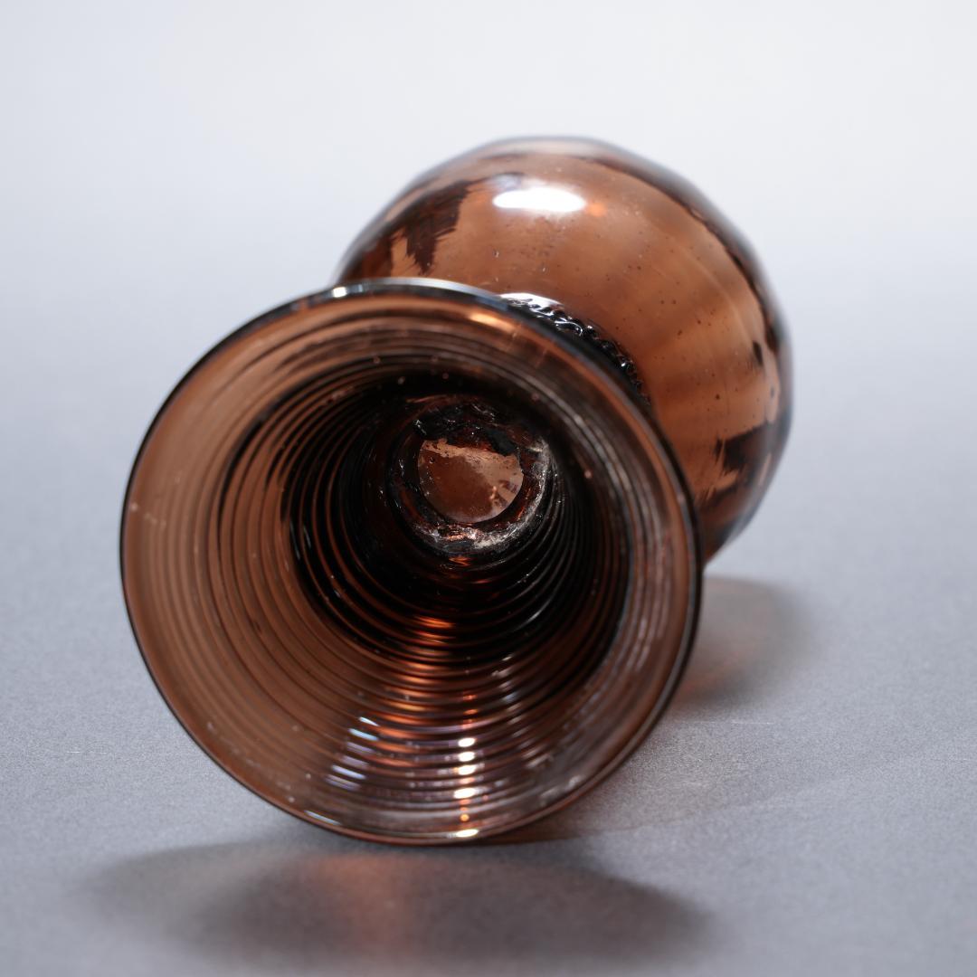 アンティークグラス　レーマーグラス　茶色　吹きガラス　R1340ダI