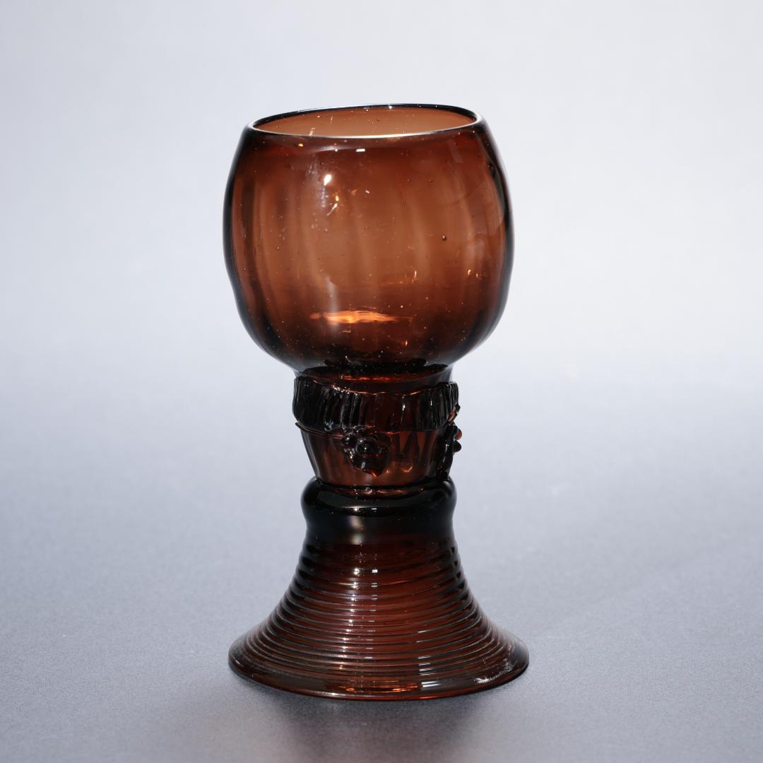 アンティークグラス　レーマーグラス　茶色　吹きガラス　R1340ダI