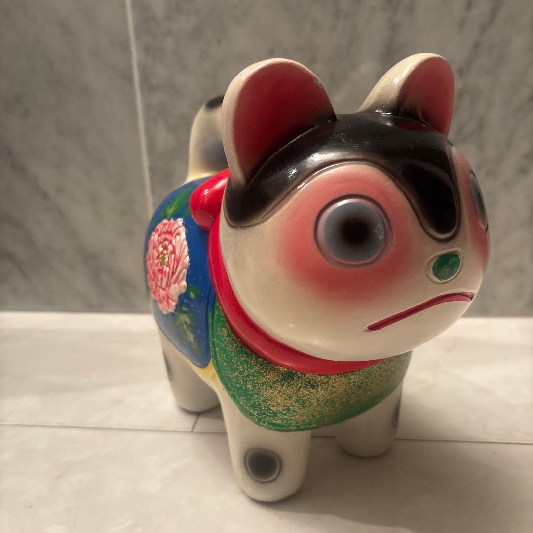ヴィンテージ　伝統工芸品　お顔が可愛い過ぎる張子の犬の陶器