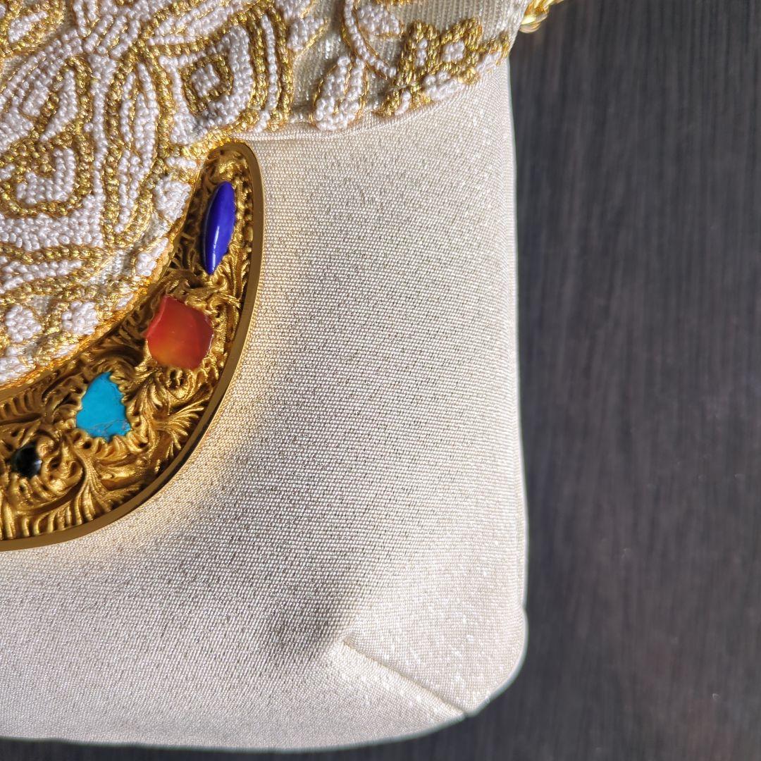 濱野皮革工藝 バッグ　ハンドバッグ　ショルダーバッグ　クラッチ　天然石　白