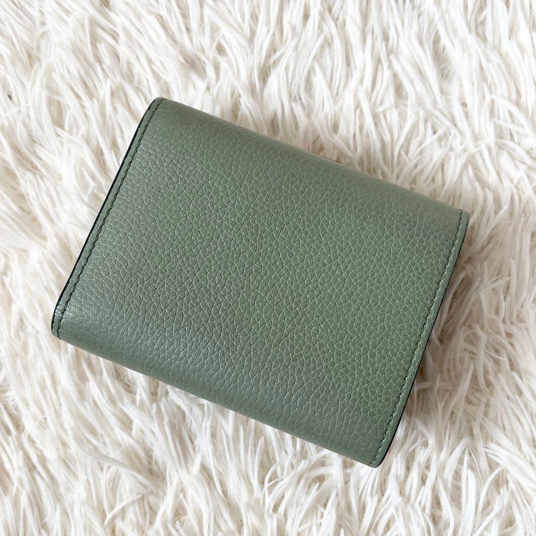 LOEWE 三つ折り財布　コンパクト　アナグラム トライフォールド グリーン