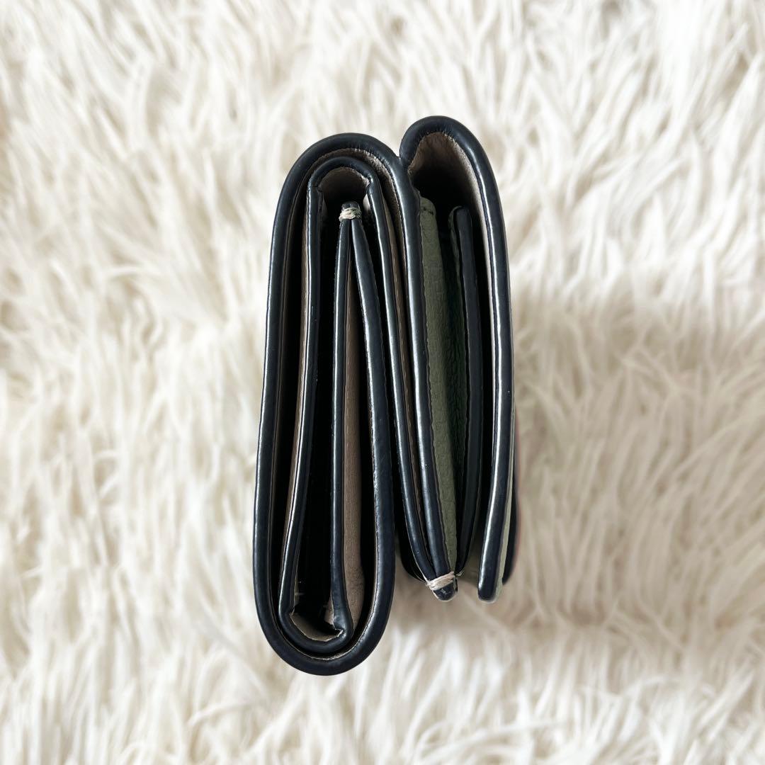 LOEWE 三つ折り財布　コンパクト　アナグラム トライフォールド グリーン