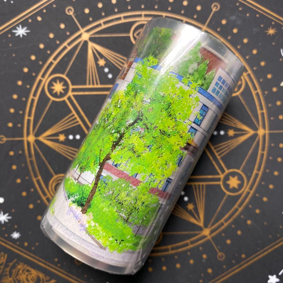 【9363】海外　マステ　5m巻PETマスキングテープ　学校景色　建物