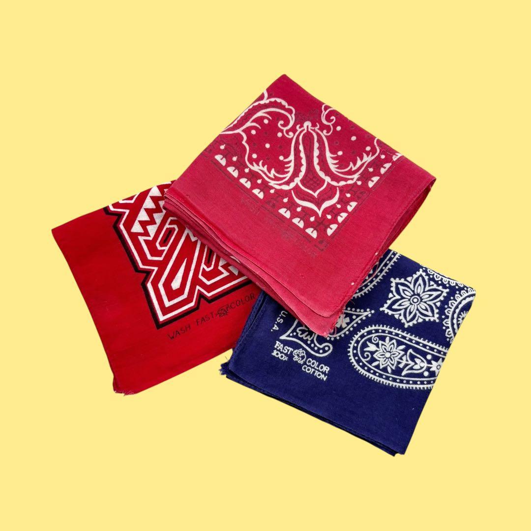 3枚セット 50s〜60s Fast Color バンダナ 象 虎 ヴィンテージ