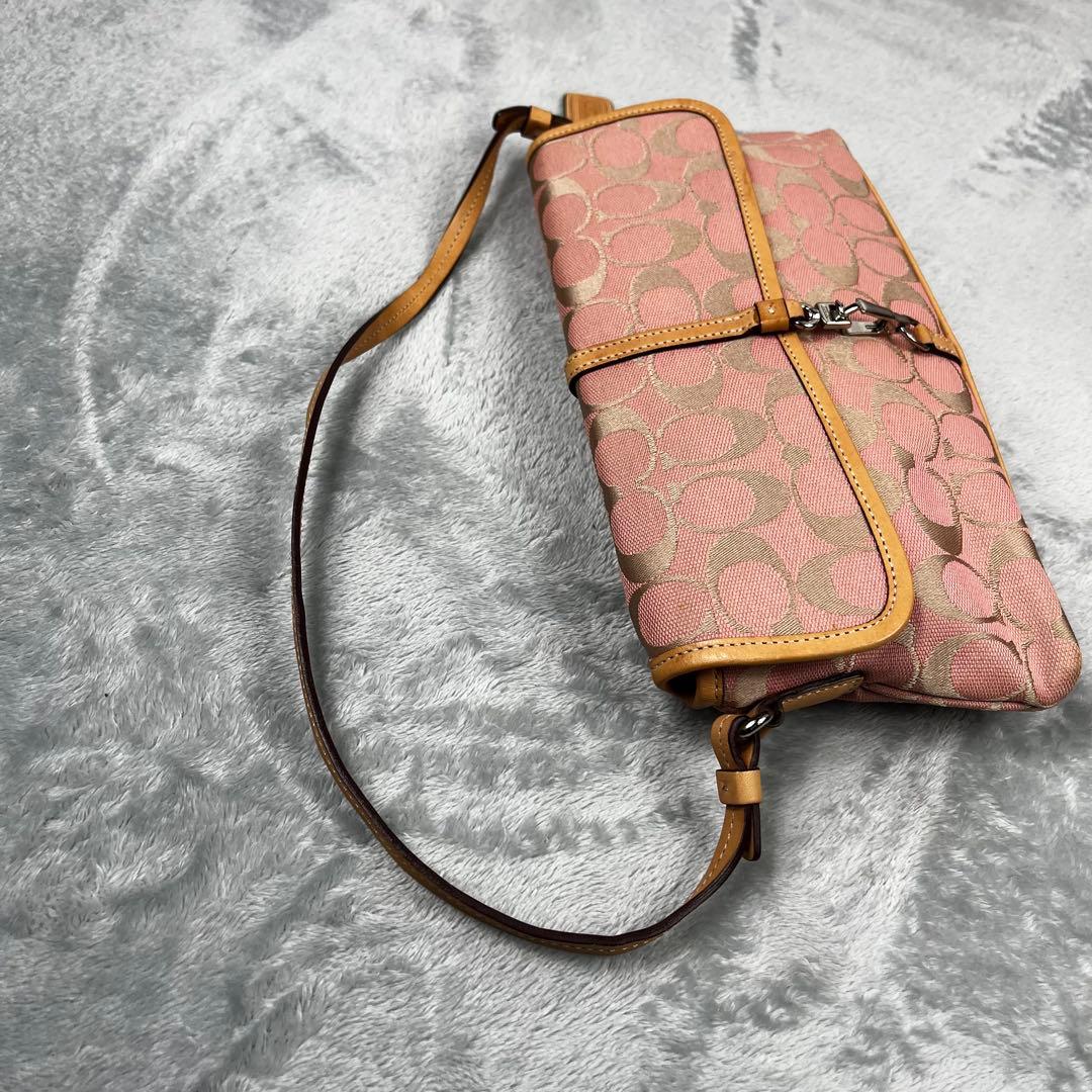 Coach コーチ アクセサリーポーチ シグネチャー ピンクベージュ