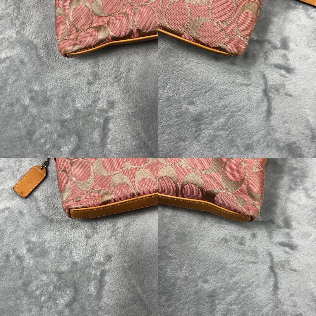 Coach コーチ アクセサリーポーチ シグネチャー ピンクベージュ