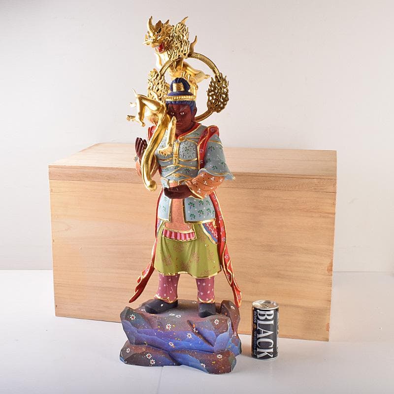 仏教美術　彩色木彫　二十八部衆像　難陀龍王像　歓喜龍王像　仏像　U　R7777B