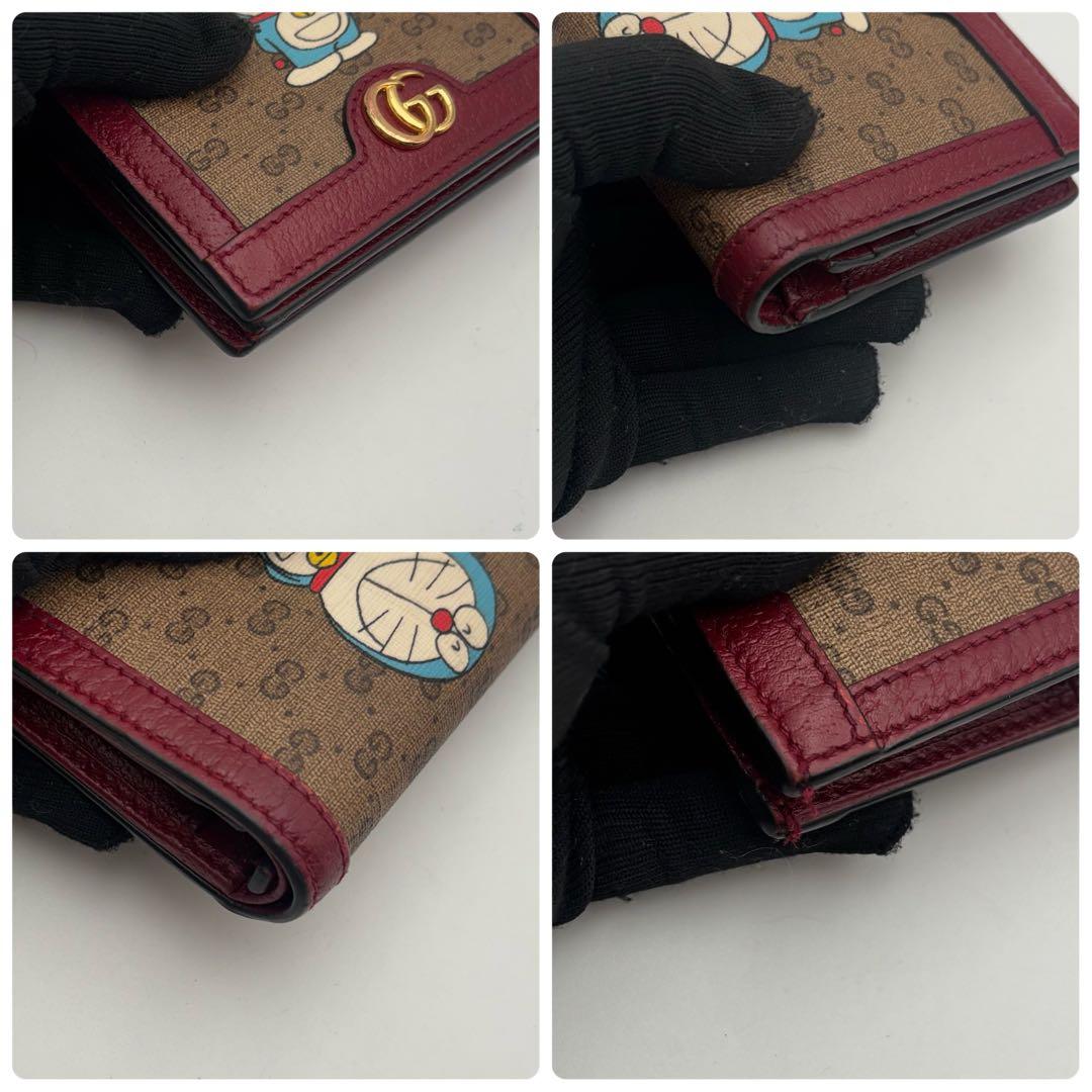 GUCCI ドラえもん 二つ折り財布 GG レザー レッド スプリーム コラボ