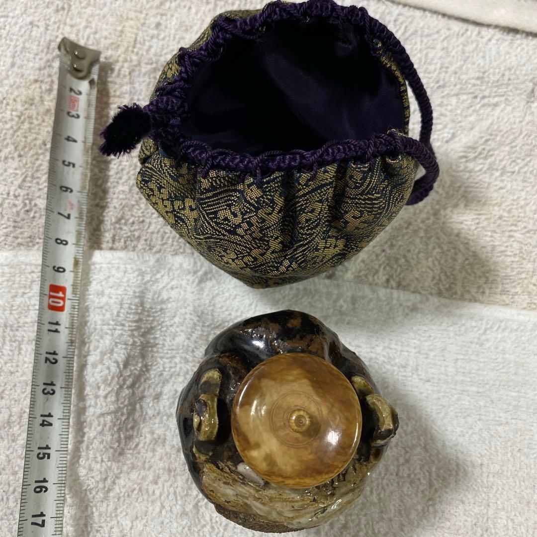 J-18 茶入　正木焼　茶道具　瀬戸　御深井　アンティーク　雑貨　美術品　工芸品