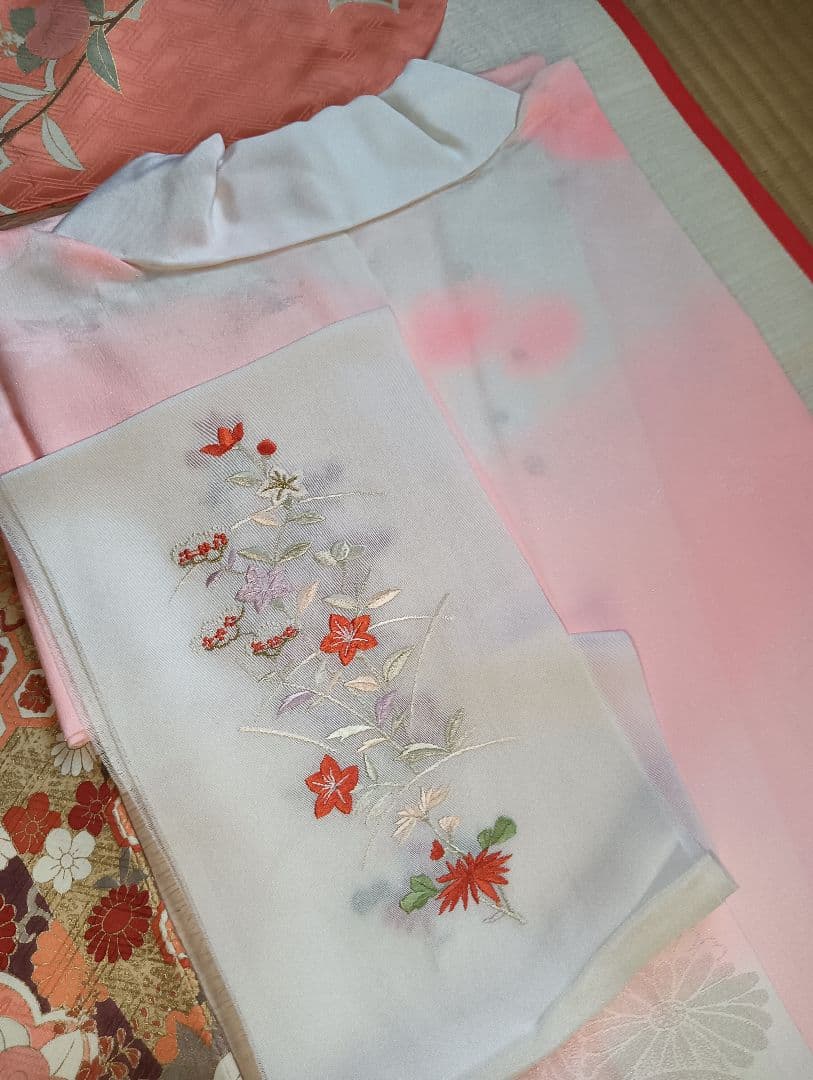 吾妻徳穂　振袖フルセット　美品　コーラル系　華やか　古典　丈158　裄66