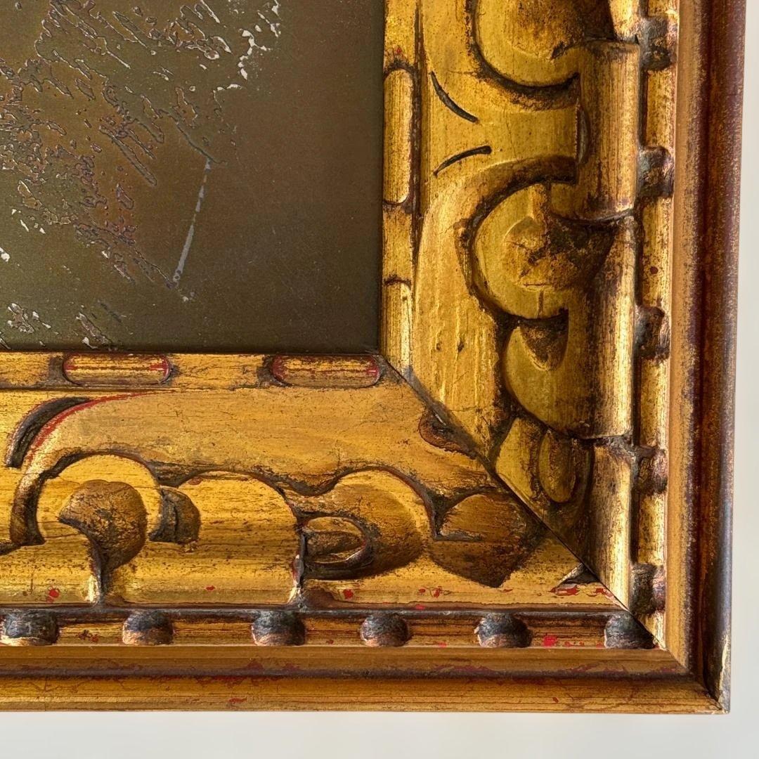 富士山 立体金属アート アンティーク調 金色木製額