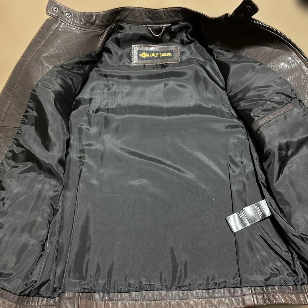 Sサイズ ハーレーダビッドソン　シングルライダースジャケット　ブラウン