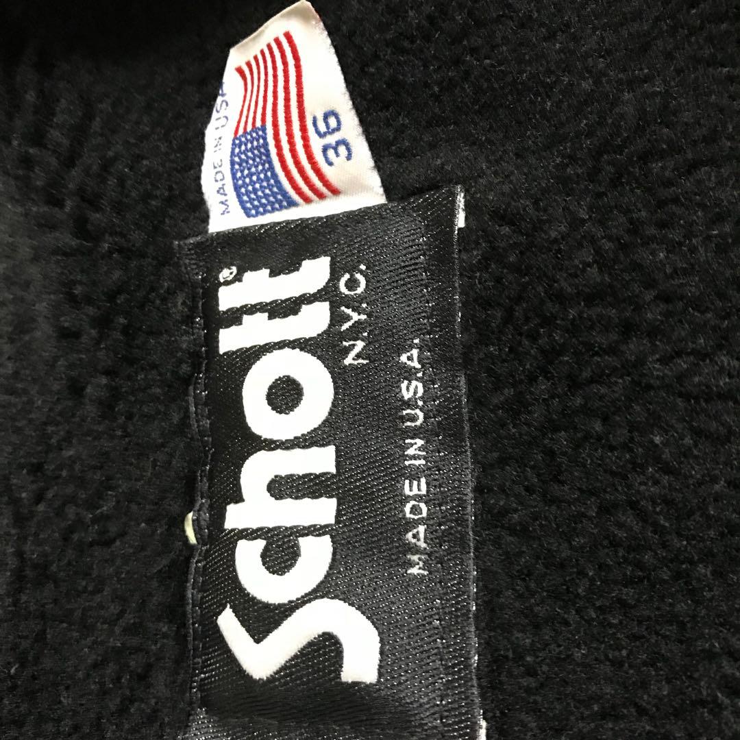 Schott ブラックレザー シングルライダースジャケット 36