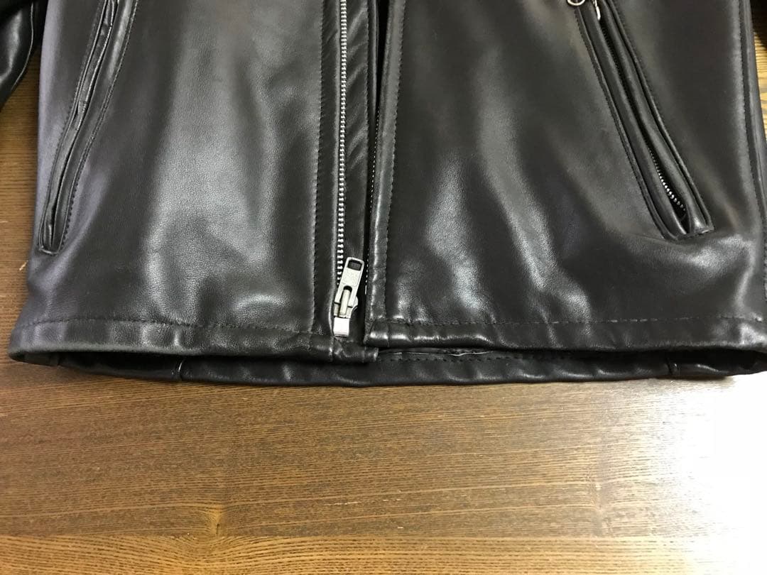 Schott ブラックレザー シングルライダースジャケット 36