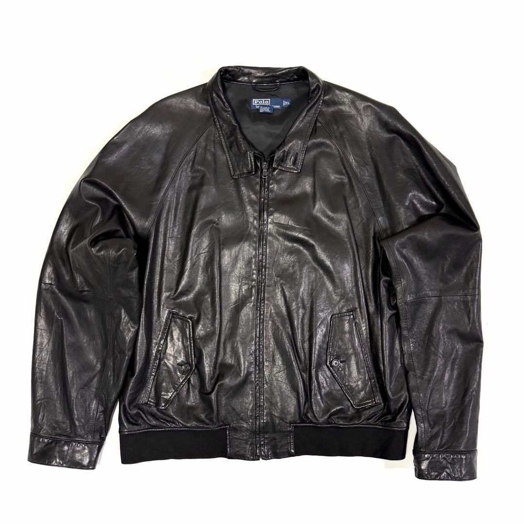 ポロラルフローレン レザージャケット シングルライダース ブラック XL