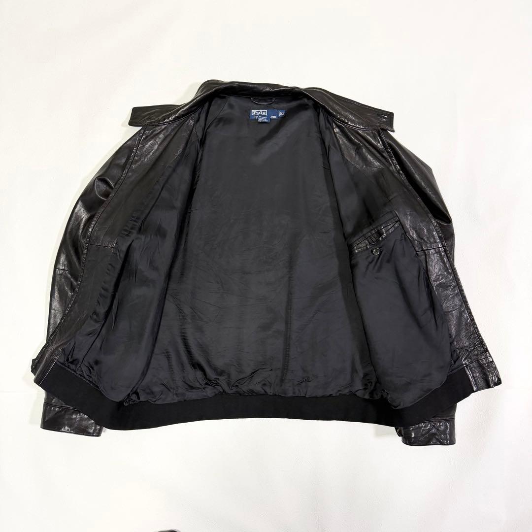 ポロラルフローレン レザージャケット シングルライダース ブラック XL