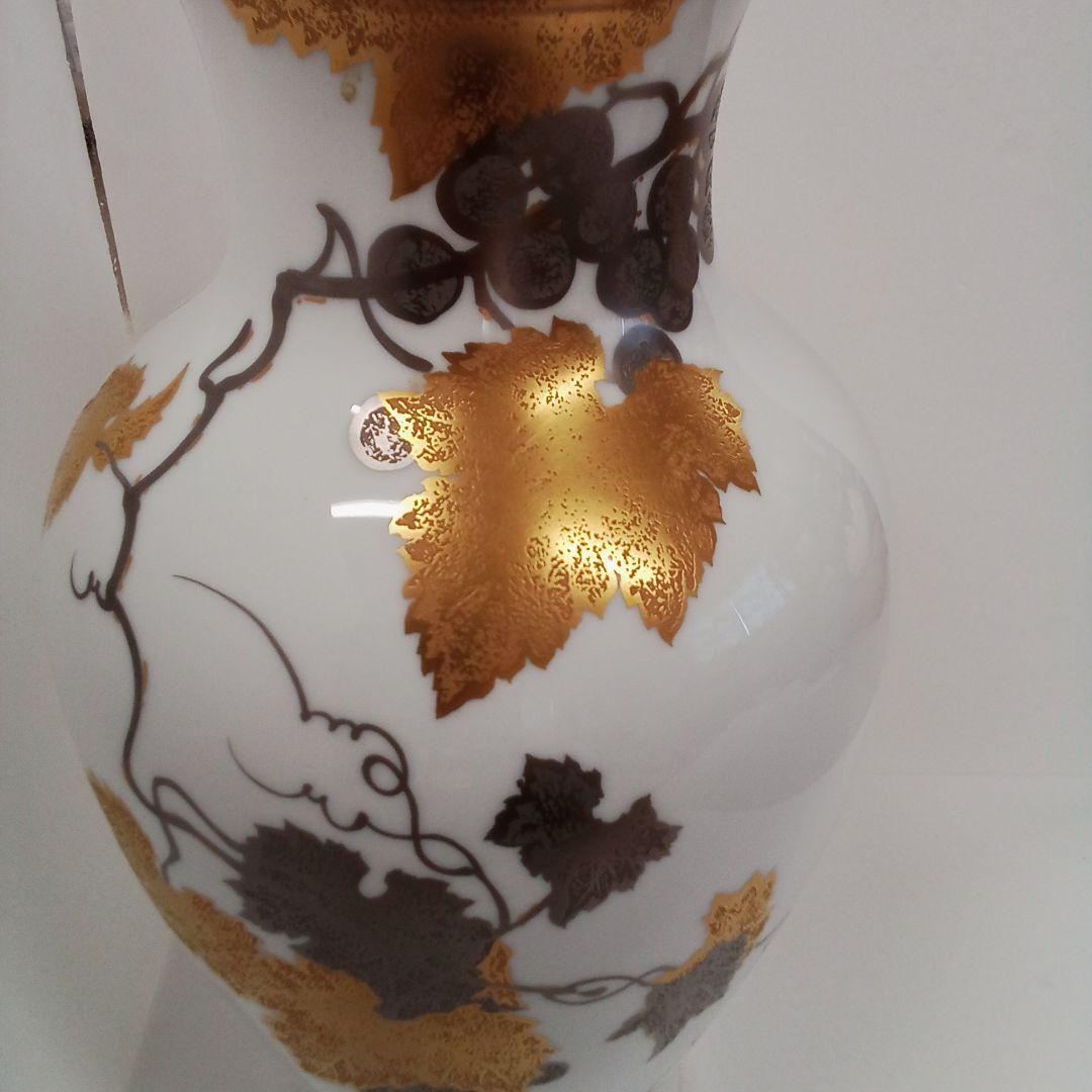 (キラ)　大倉陶園　花瓶 ぶどう模様 金色