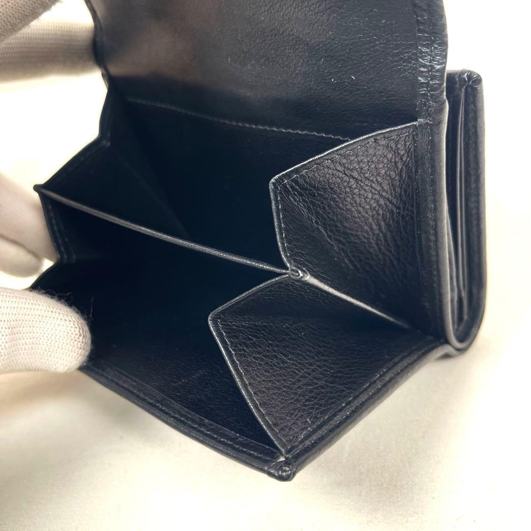 ロエベ　折り財布　アナグラム　ビッグロゴ　エンボス　コンパクト　レザー　ブラック