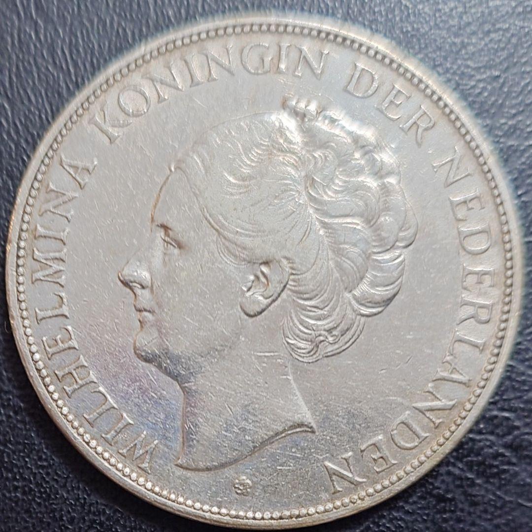 1929年 オランダ銀貨 2.5グルデン ウィルヘルミナ女王大型銀貨 SV720