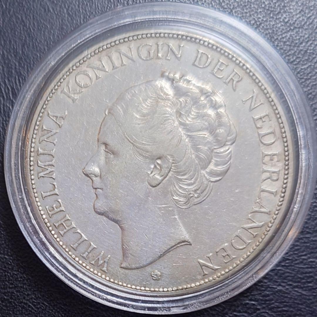 1929年 オランダ銀貨 2.5グルデン ウィルヘルミナ女王大型銀貨 SV720