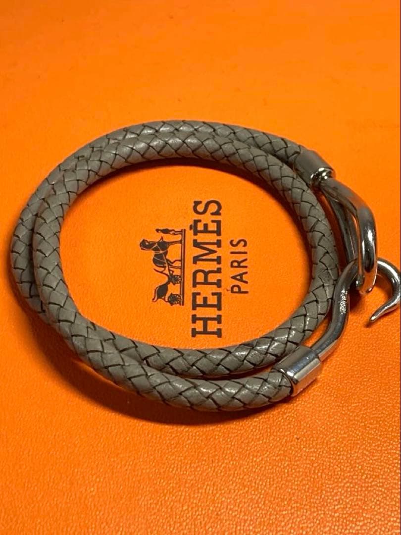 エルメス　ジャンボ　レザー　編み込み　シルバー　チョーカー　ブレスレット　箱付き