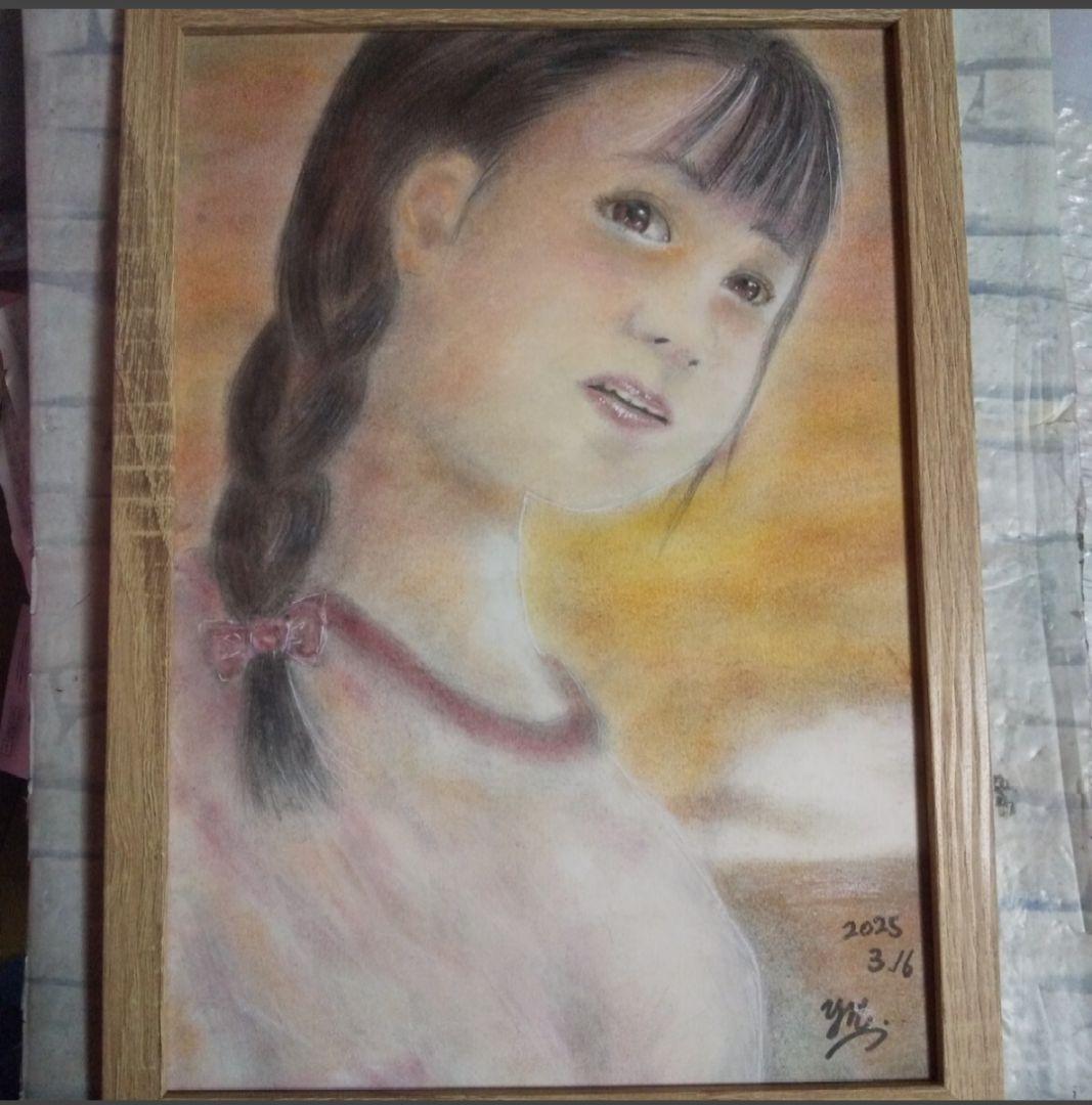 【匿名配送】絵画　「部活動」アート 原画　A4サイズ額つき。