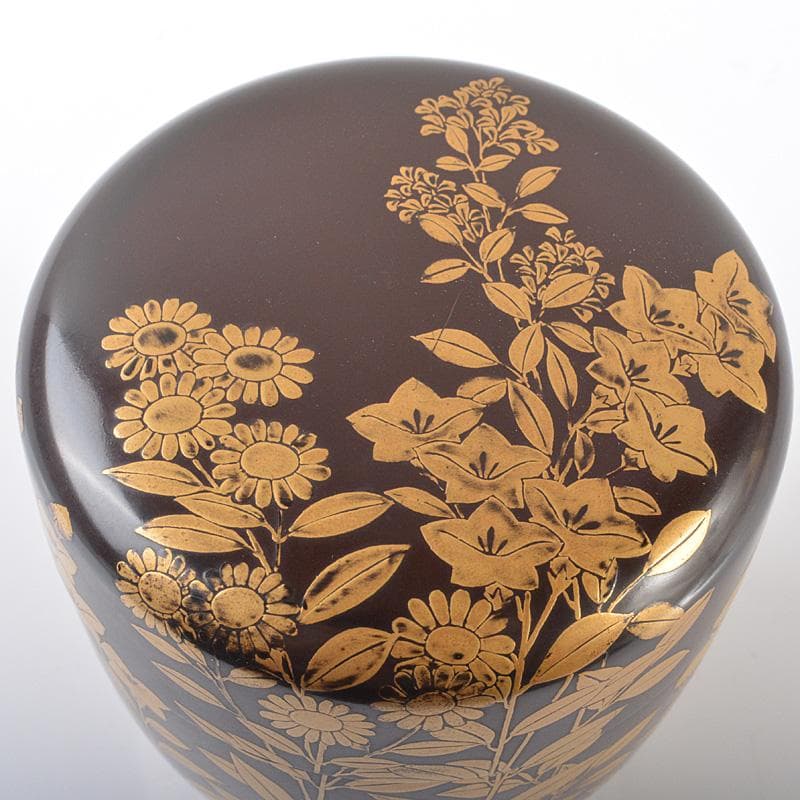 茶道具　漆塗　時代秋草蒔絵　棗　時代箱　M　R6284