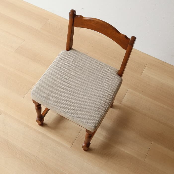 アンティーク 小ぶりなイス 布張り ナラ 木製 古家具 無垢材