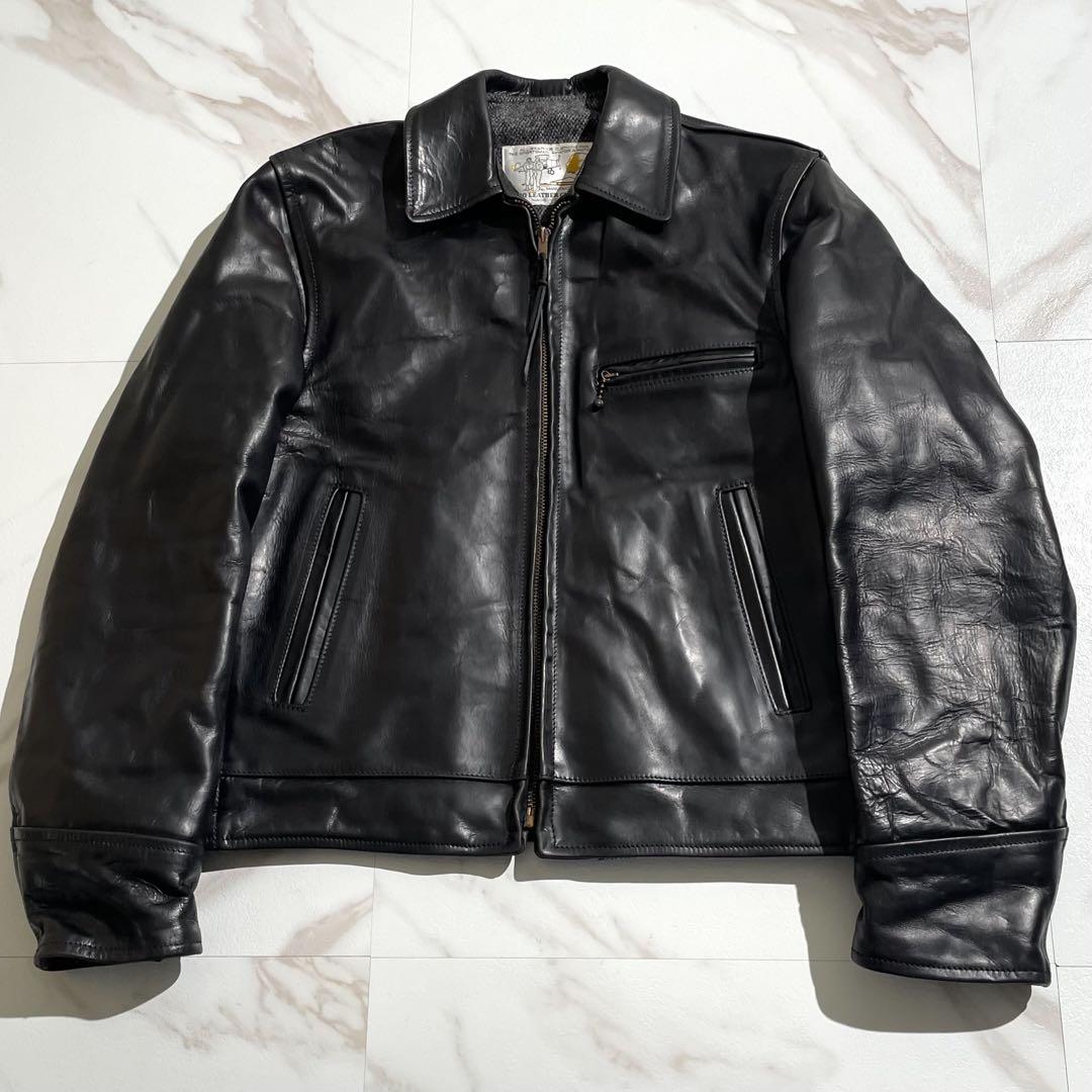 hidaritaka様　エアロレザー　レザージャケット　ホーススキン　ブラック