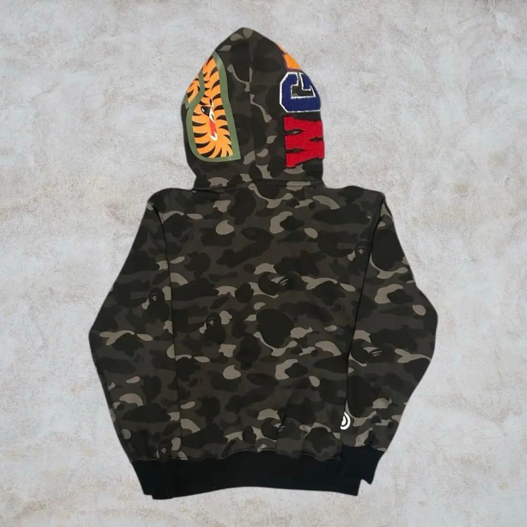 希少A BATHING APE エイプ シャーク ダブルフード パーカー L