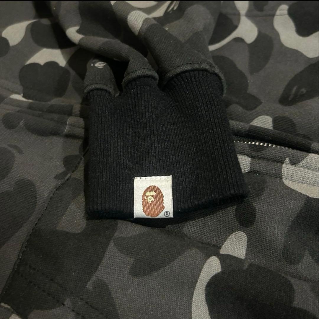 希少A BATHING APE エイプ シャーク ダブルフード パーカー L