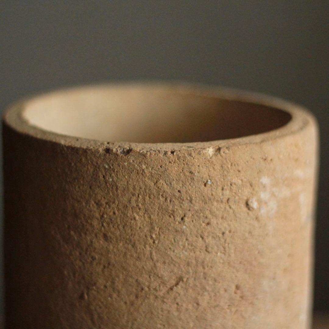 素焼き 筒 花器 花入 古道具 アンティーク 筒容器 オブジェ