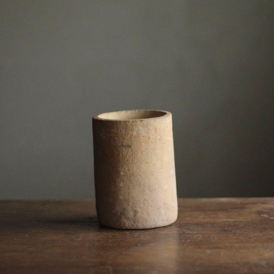 素焼き 筒 花器 花入 古道具 アンティーク 筒容器 オブジェ