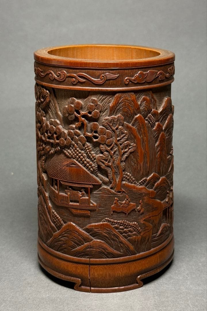 竹製　筆立　ペン入れ　蕉雨刀　書道品　文房具　美術品　骨董品