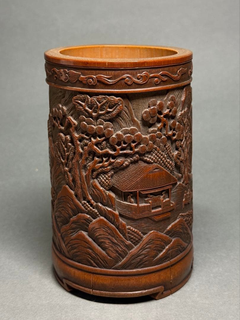 竹製　筆立　ペン入れ　蕉雨刀　書道品　文房具　美術品　骨董品