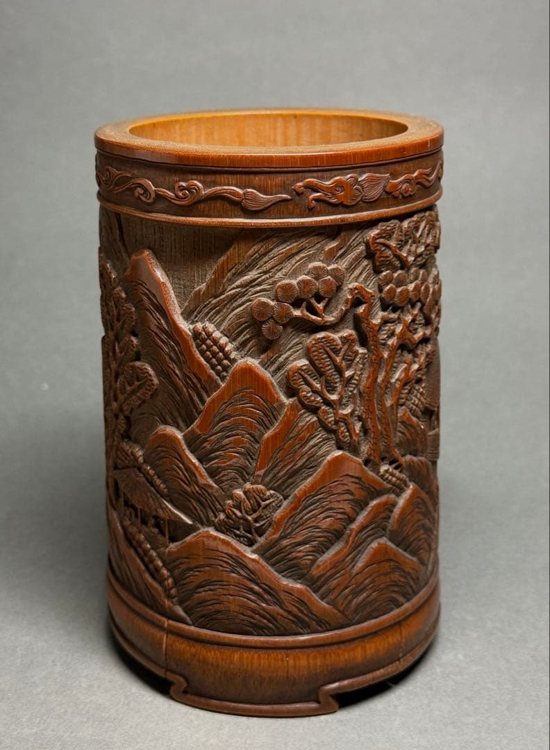 竹製　筆立　ペン入れ　蕉雨刀　書道品　文房具　美術品　骨董品