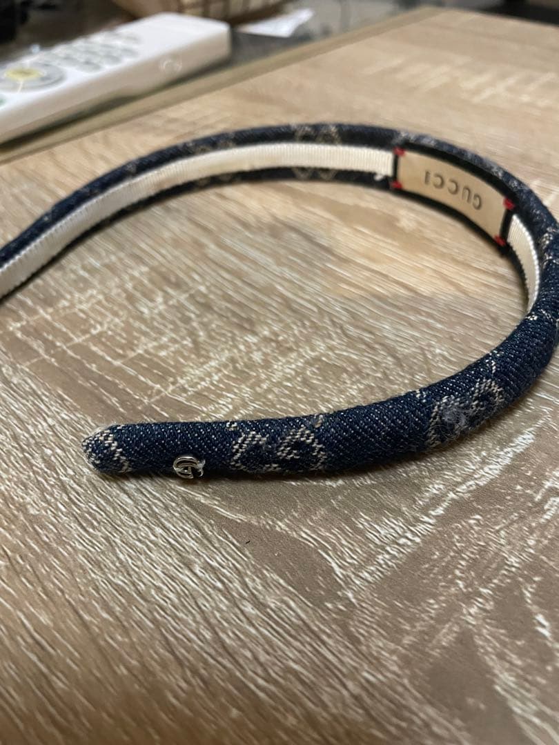 GUCCI デニム ヘアバンド ネイビー