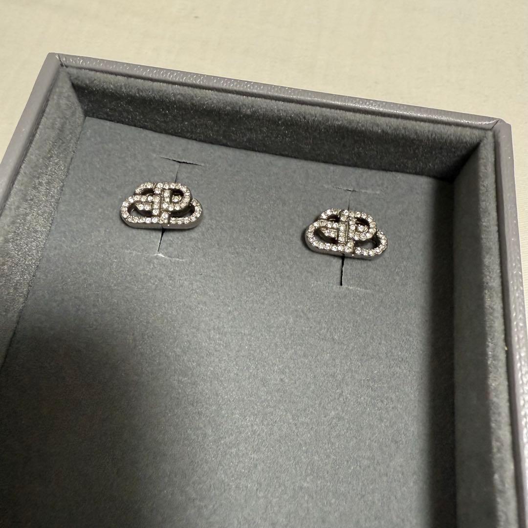 BB XS Stud バレンシアガ ピアス stud ラインストーン シルバー