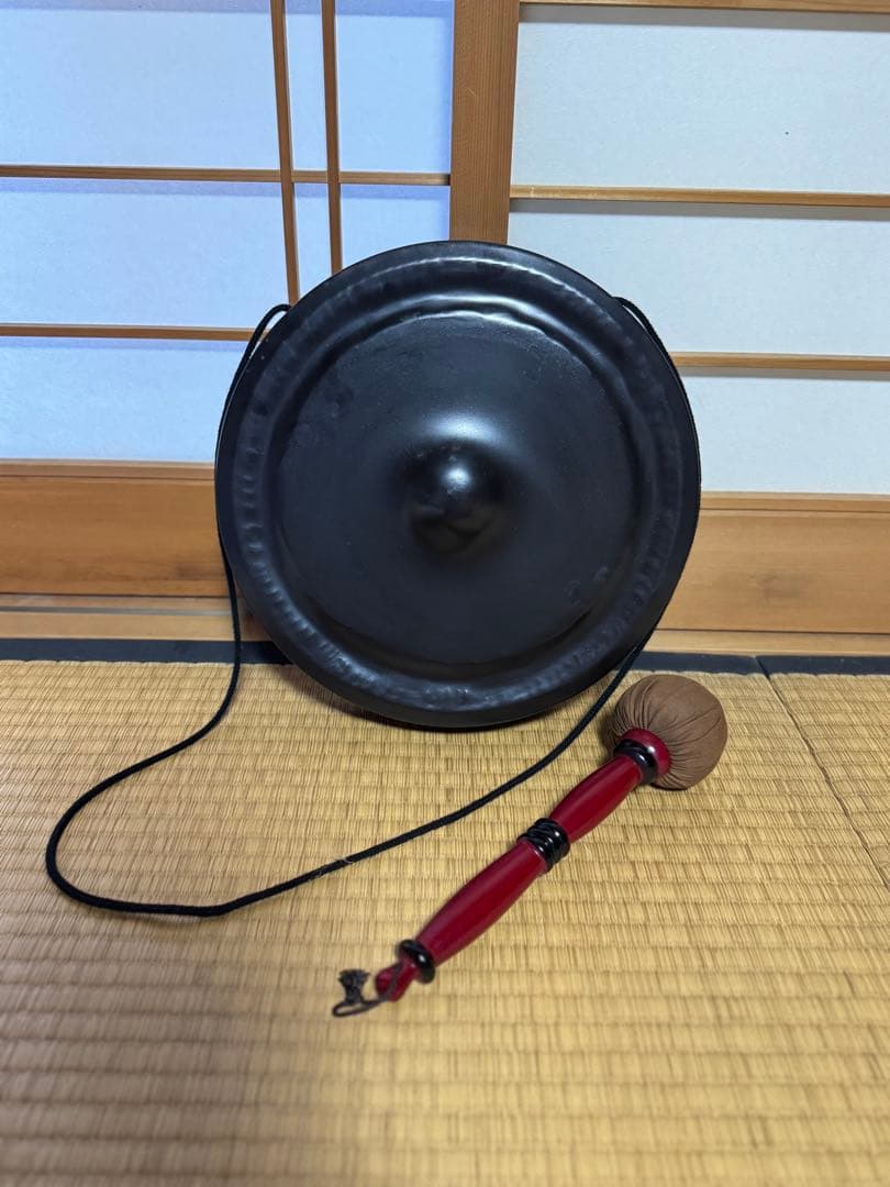 【茶道具】銅鑼 鑼 バイ付き