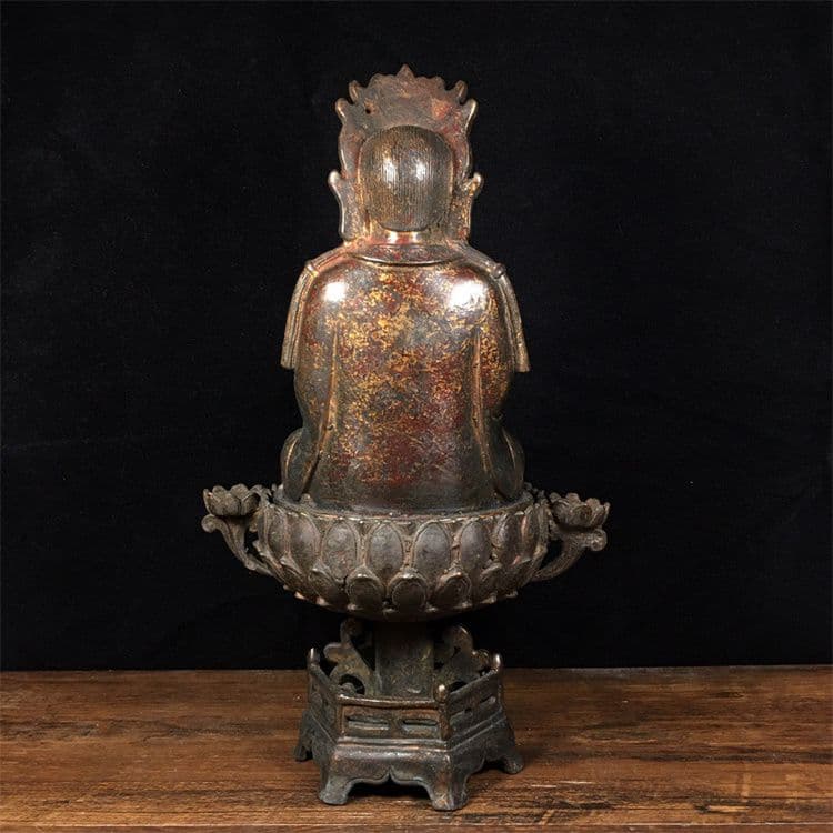 仏教美術 仏像 坐蓮観音菩薩仏像 銅製 銅器 工芸品 置物