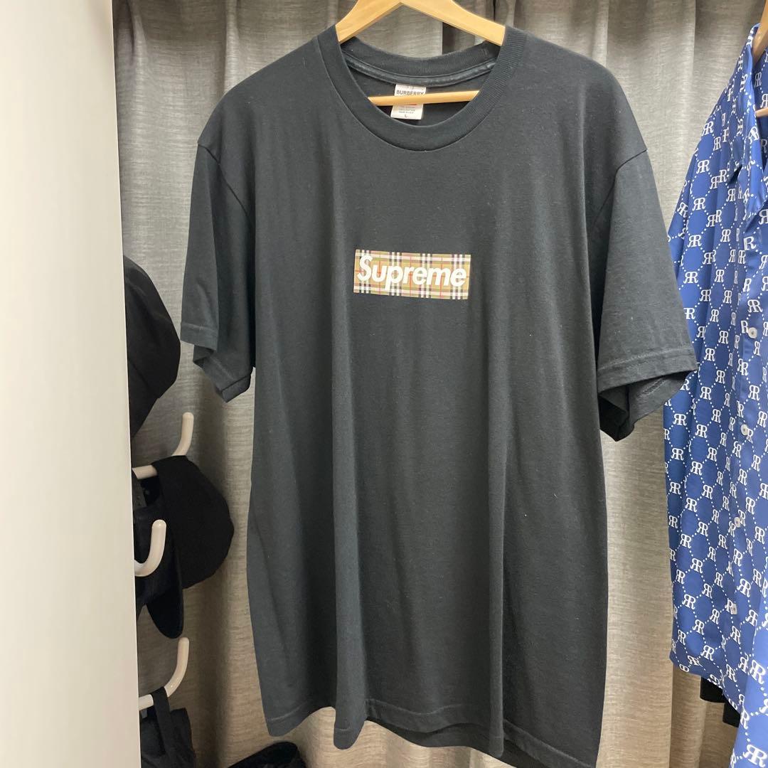 Supreme チェック柄ロゴ Tシャツ L