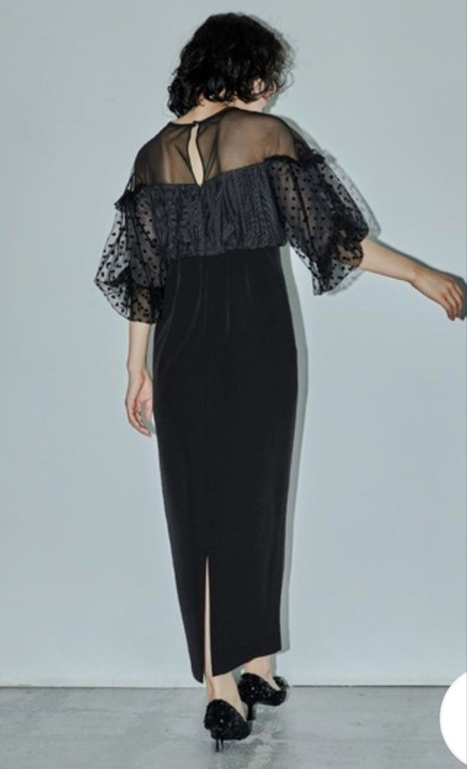 niana フロッキードットワンピース パーティードレス オケージョンドレス